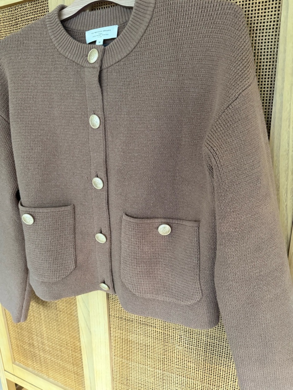 Sezane Valerio Wool Cotton Blend Cardigan in Camel Size Medium EUC - Picture 8 of 16